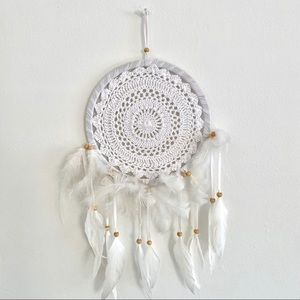 White Dreamcatcher with Brown Beads